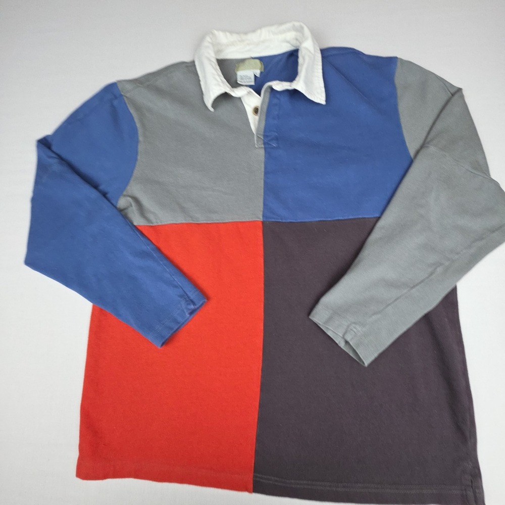 The Territory Ahead Colorblock Rugby Shirt Mens Large Multi Long Sleeve Cotton